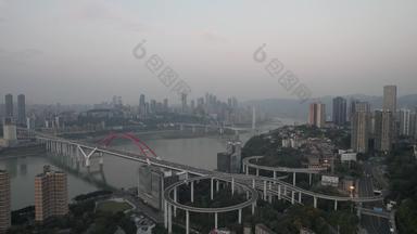 重庆城市风光菜园坝大桥交通航拍
